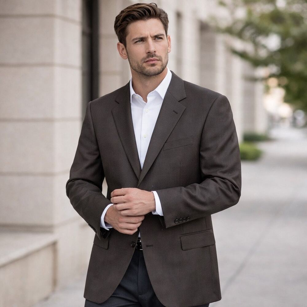 Canali 52L Blazer Sport Coat MensWool Brown Taupe Italian Luxury Tailored Jacket